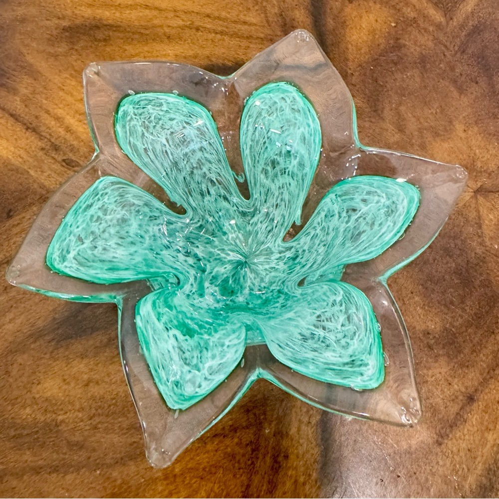 2 Murano Art Glass Flower Shaped Votive Candle Holders Made In Italy - Picture 3 of 8